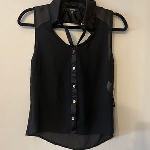 NWT XOXO Black Sheer Sleeveless Blouse